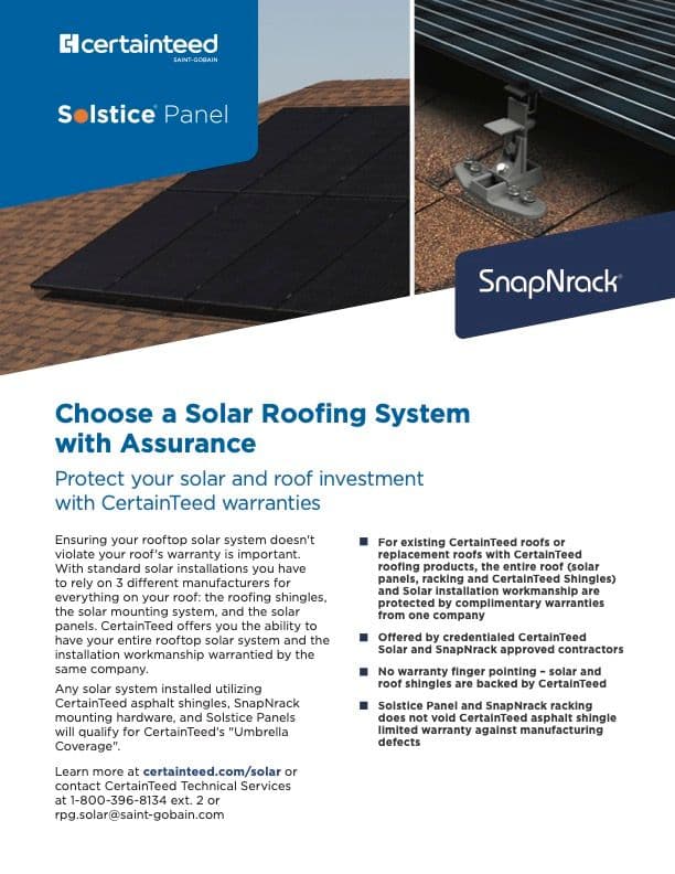 SnapNrack & CertainTeed Partnership Sales Brochure